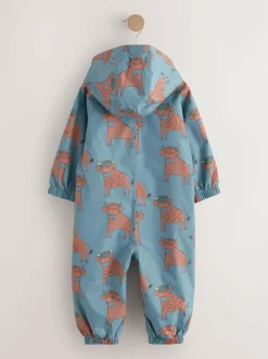 Next Blue Hamish Print Waterproof Fleece Lined Puddlesuit (3mths-7yrs) Best
