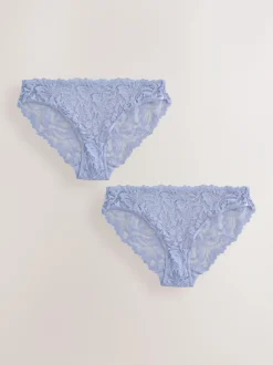 Next Blue High Leg Ultimate Comfort Lace Knickers 2 Pack Discount