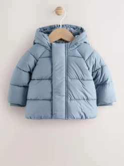 Next Baby Puffer Jacket (0mths-2yrs) Blue Hooded Clearance