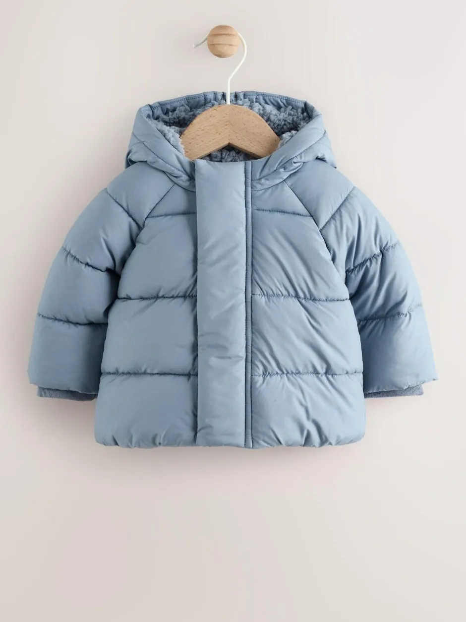 Next Baby Puffer Jacket (0mths-2yrs) Blue Hooded Clearance