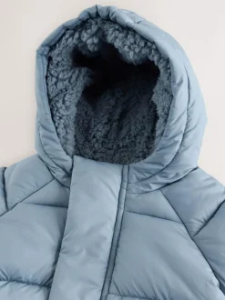 Next Baby Puffer Jacket (0mths-2yrs) Blue Hooded Clearance