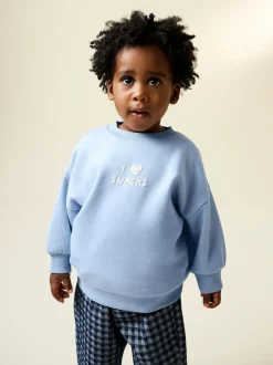 Next Blue I Love Snacks All-Over Print Crew Neck Sweatshirt (3mths-7yrs) Best