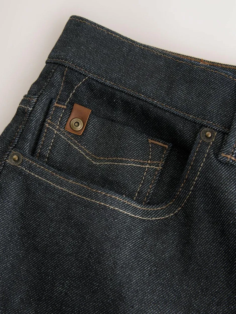 Next Straight Fit Signature Brushed Cosy Check Denim Jeans Blue Indigo Rinse Best