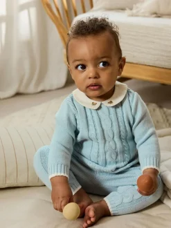 Next Knitted Jumper and Leggings Baby Set (0mths-3yrs) Blue Sale