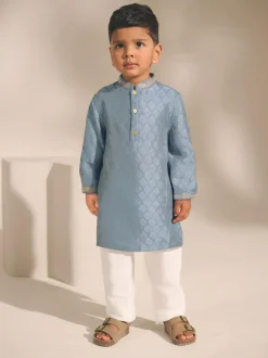 Next Blue Leaf Embroidered Eid Kurta (3mths-16yrs)