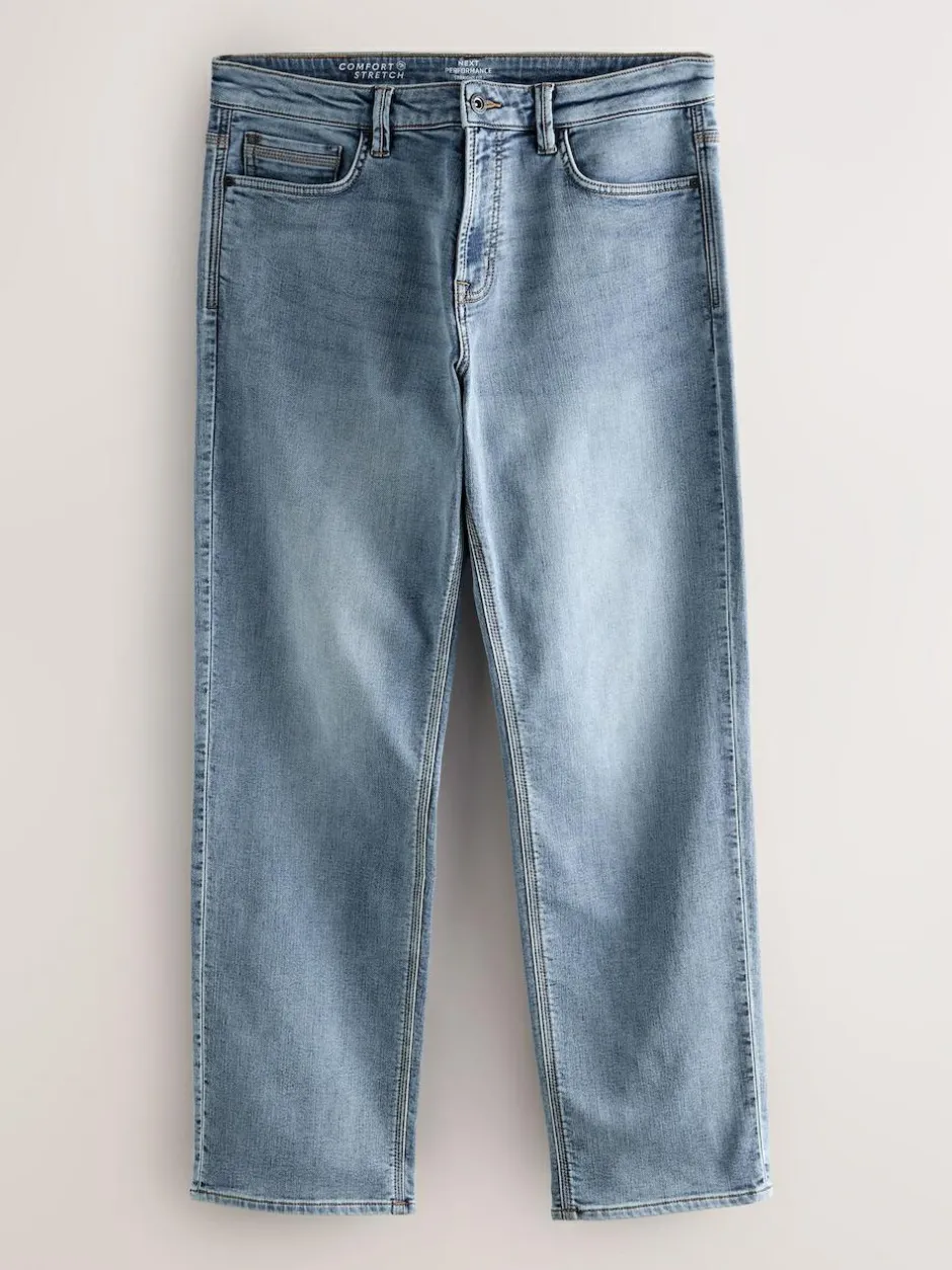Next Straight Fit Comfort Stretch Jeans Blue Light Vintage Discount