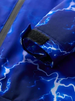 Next Blue Lightning Print Waterproof Fleece Lined Hooded Jacket (3-16yrs) Discount