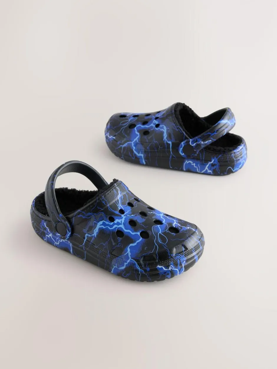 Next Warm Lined Slipper Clogs Blue Lightning Outlet