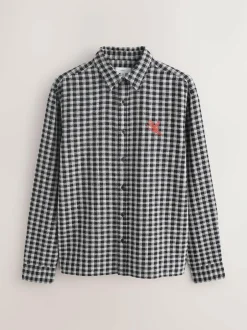 Next Blue Micro Check Long Sleeve Shirt Best