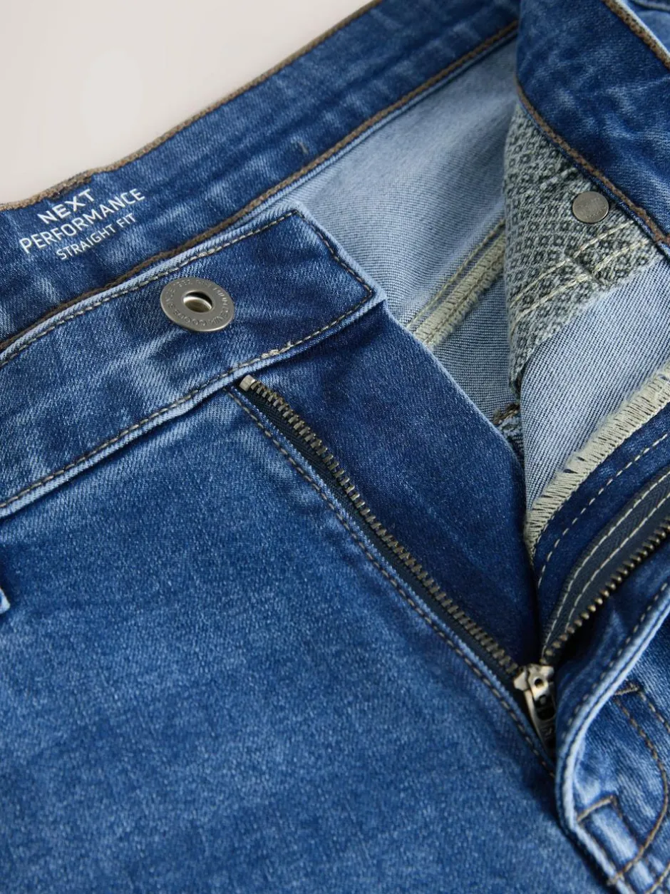 Next Blue Mid Straight Fit Motionflex Jeans
