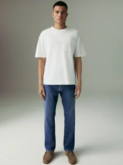 Next Blue Mid Straight Fit Motionflex Jeans