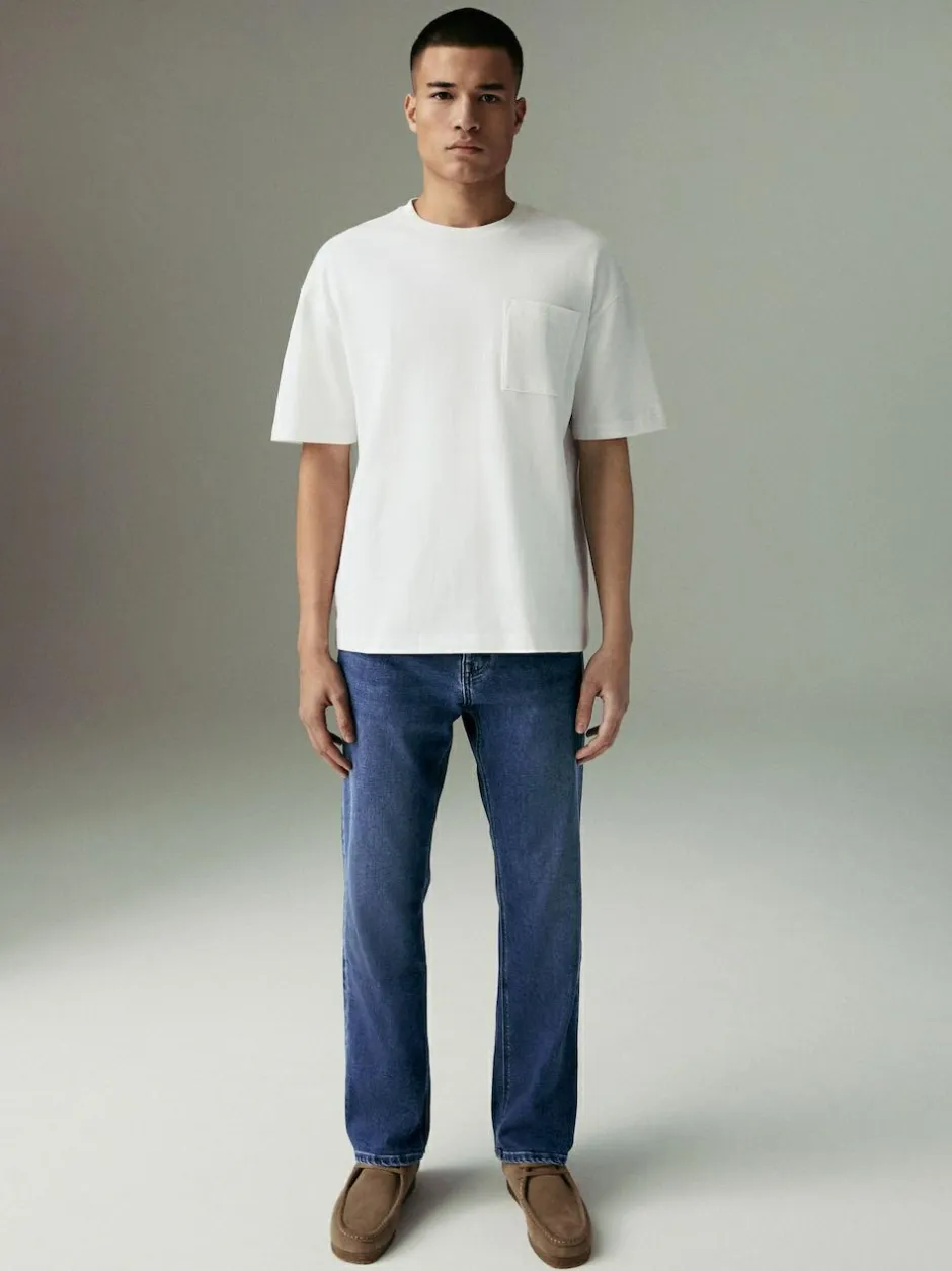 Next Blue Mid Straight Fit Motionflex Jeans