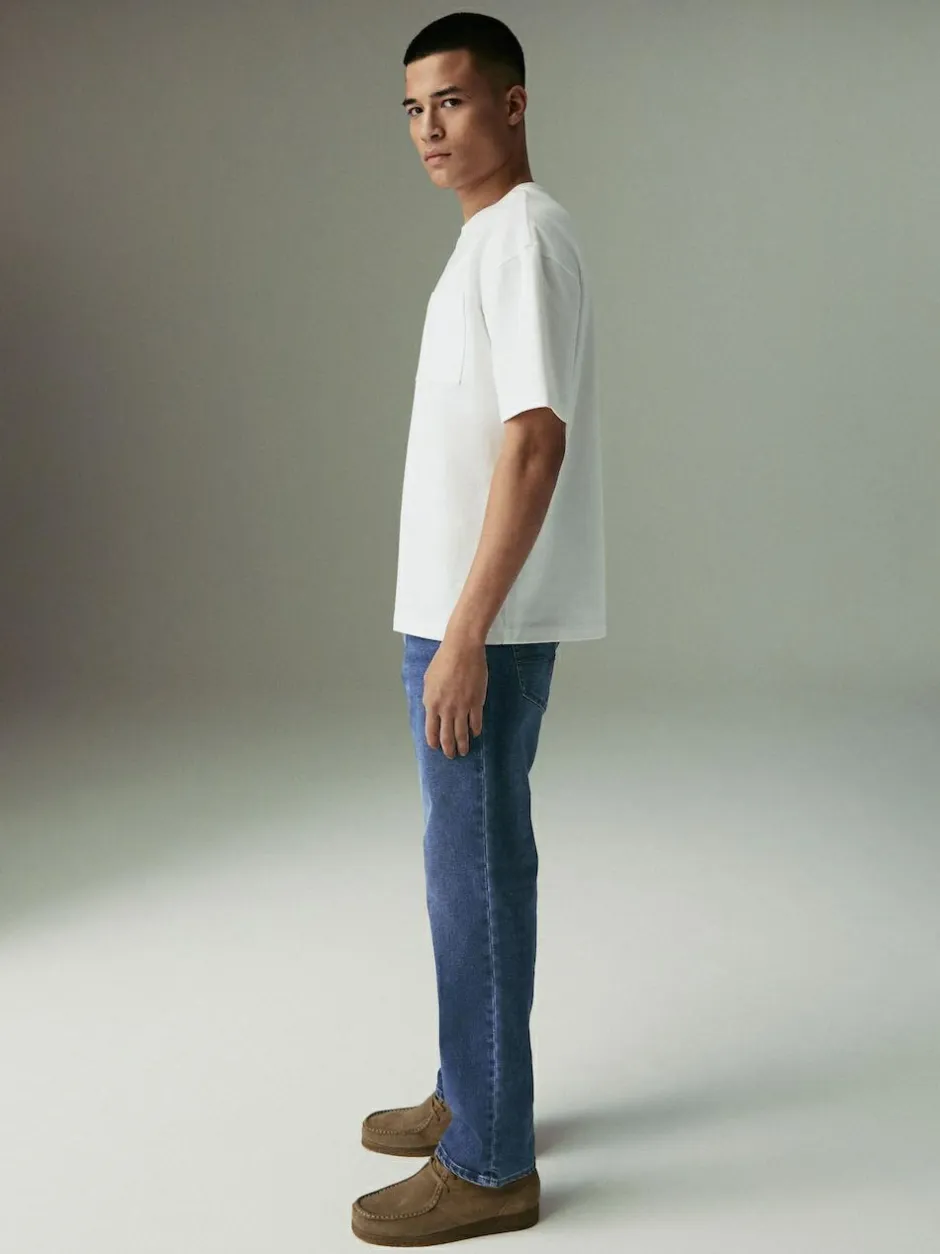 Next Blue Mid Straight Fit Motionflex Jeans