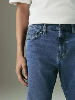Next Blue Mid Straight Fit Motionflex Jeans