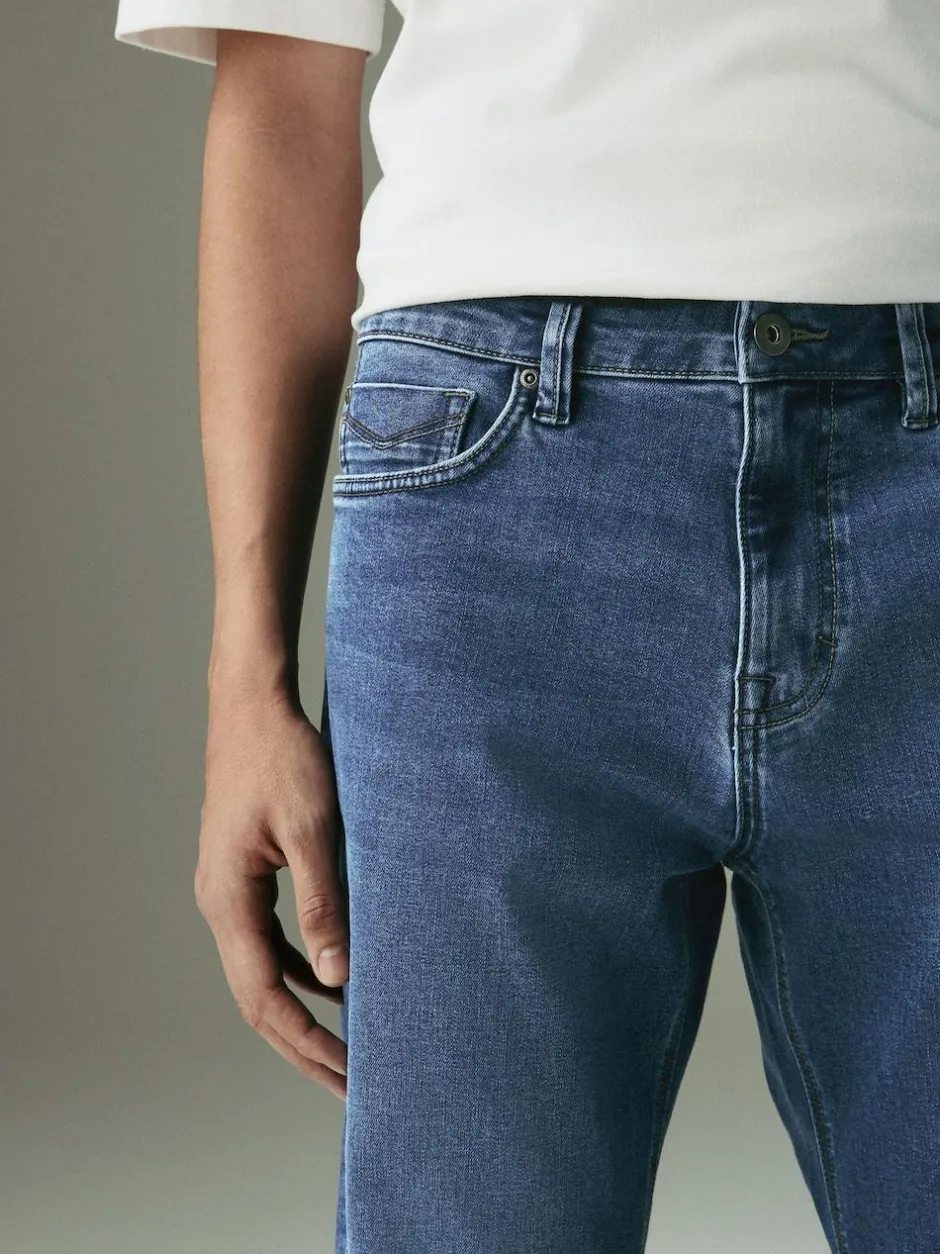 Next Blue Mid Straight Fit Motionflex Jeans