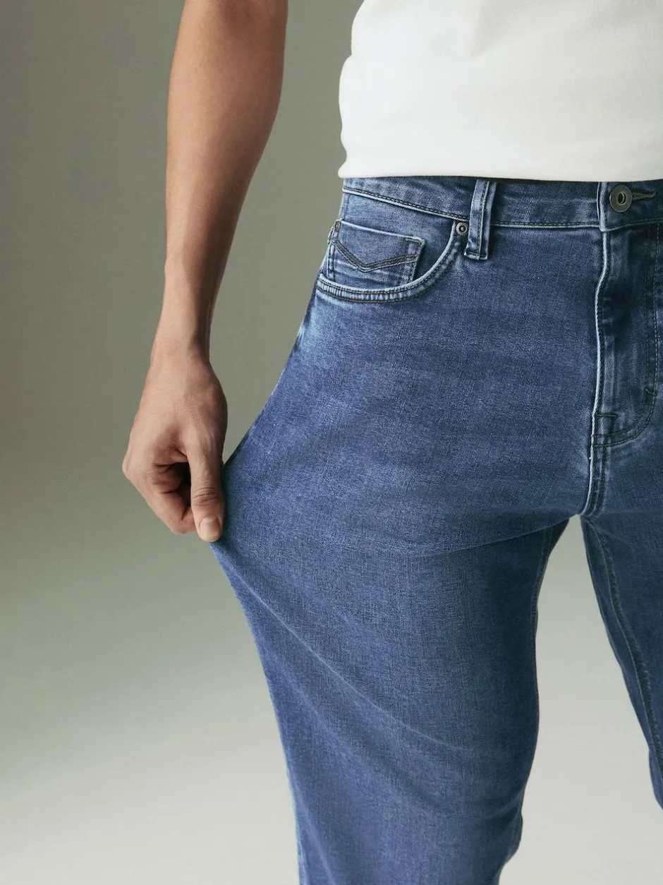 Next Blue Mid Straight Fit Motionflex Jeans