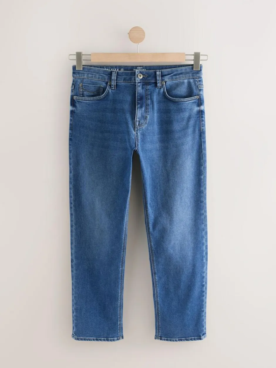 Next Blue Mid Straight Fit Motionflex Jeans