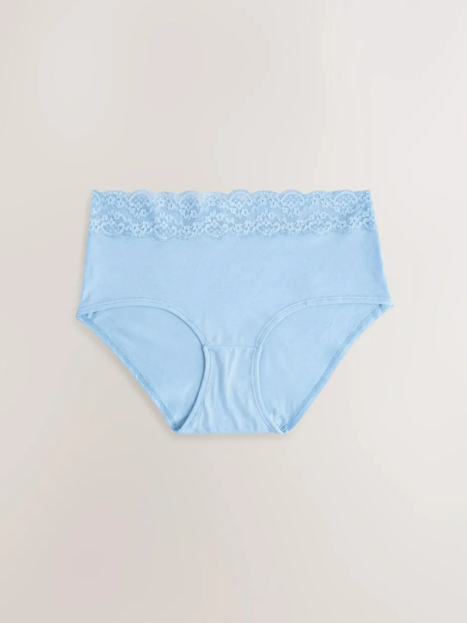 Next Blue Midi Cotton and Lace Knickers 7 Pack Sale