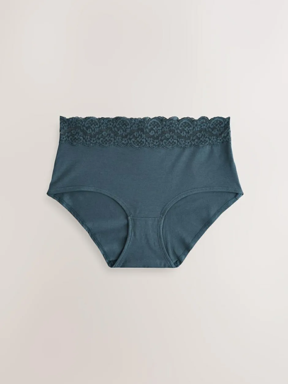 Next Blue Midi Cotton and Lace Knickers 7 Pack Sale