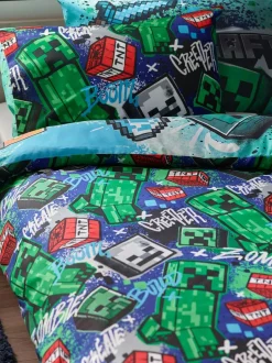 Next Blue Minecraft Single Duvet Cover and Pillowcase Set Clearance