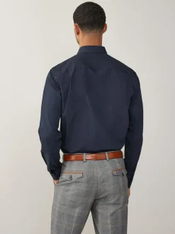 Next Blue Navy Regular Fit Easy Care Single Cuff Smart Shirt Discount
