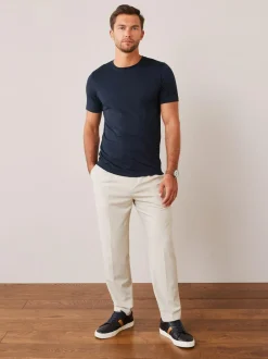 Next Blue Navy Slim Fit Essential Crew Neck Cotton T-Shirt Hot