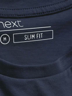 Next Blue Navy Slim Fit Essential Crew Neck Cotton T-Shirt Hot