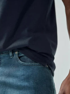 Next Blue Navy Slim Fit Short Sleeve Pique Polo Shirt Online