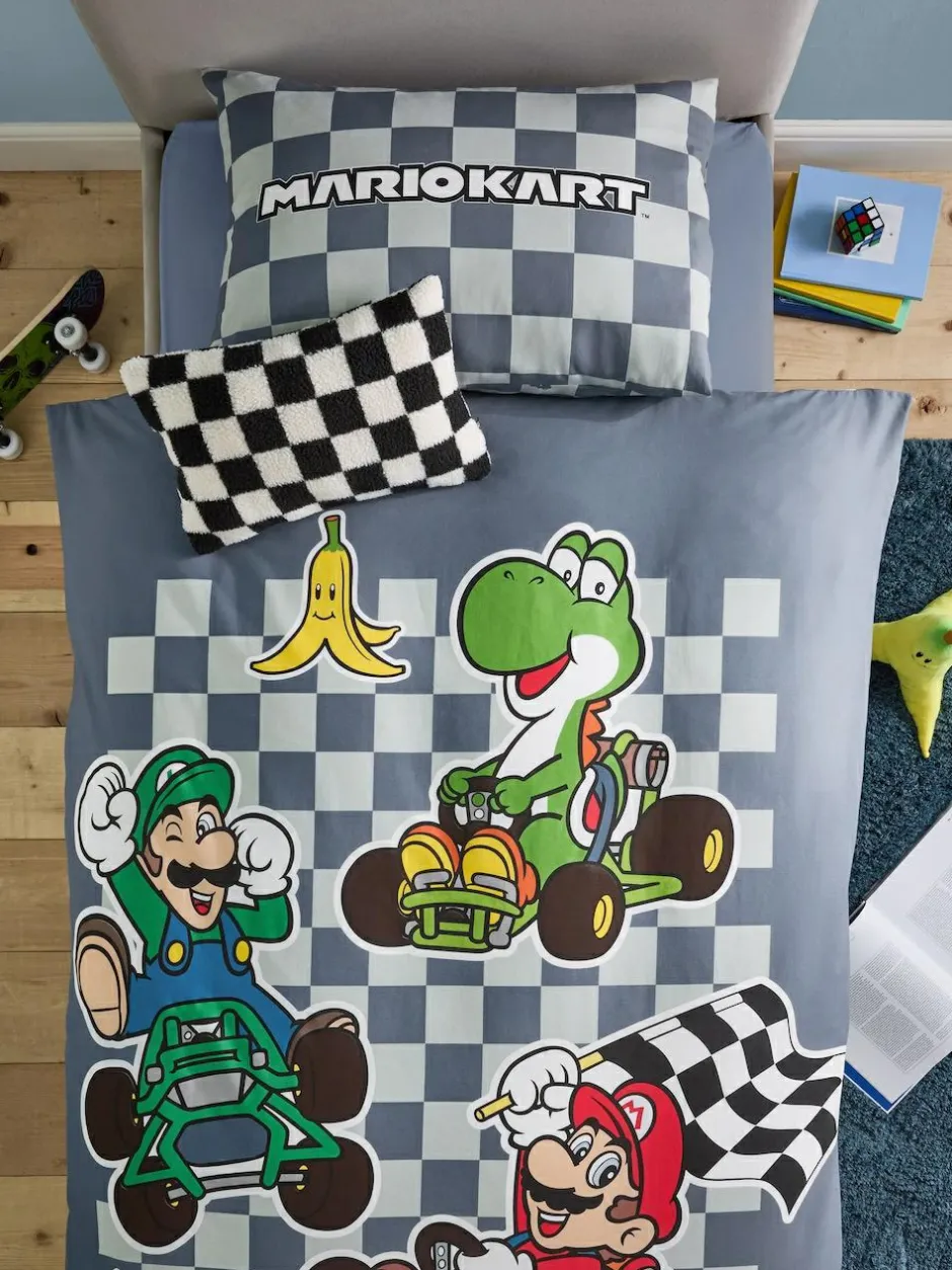 Next Blue Nintendo Mario Kart Duvet Cover and Pillowcase Set New