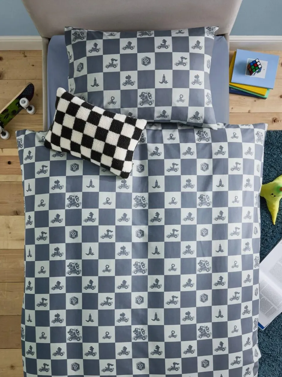 Next Blue Nintendo Mario Kart Duvet Cover and Pillowcase Set New