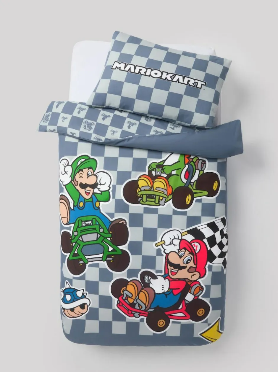 Next Blue Nintendo Mario Kart Duvet Cover and Pillowcase Set New