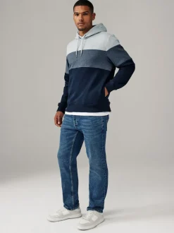Next Overhead Hoodie Colour Blocking Sweatshirt Blue New