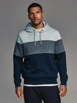 Next Overhead Hoodie Colour Blocking Sweatshirt Blue New