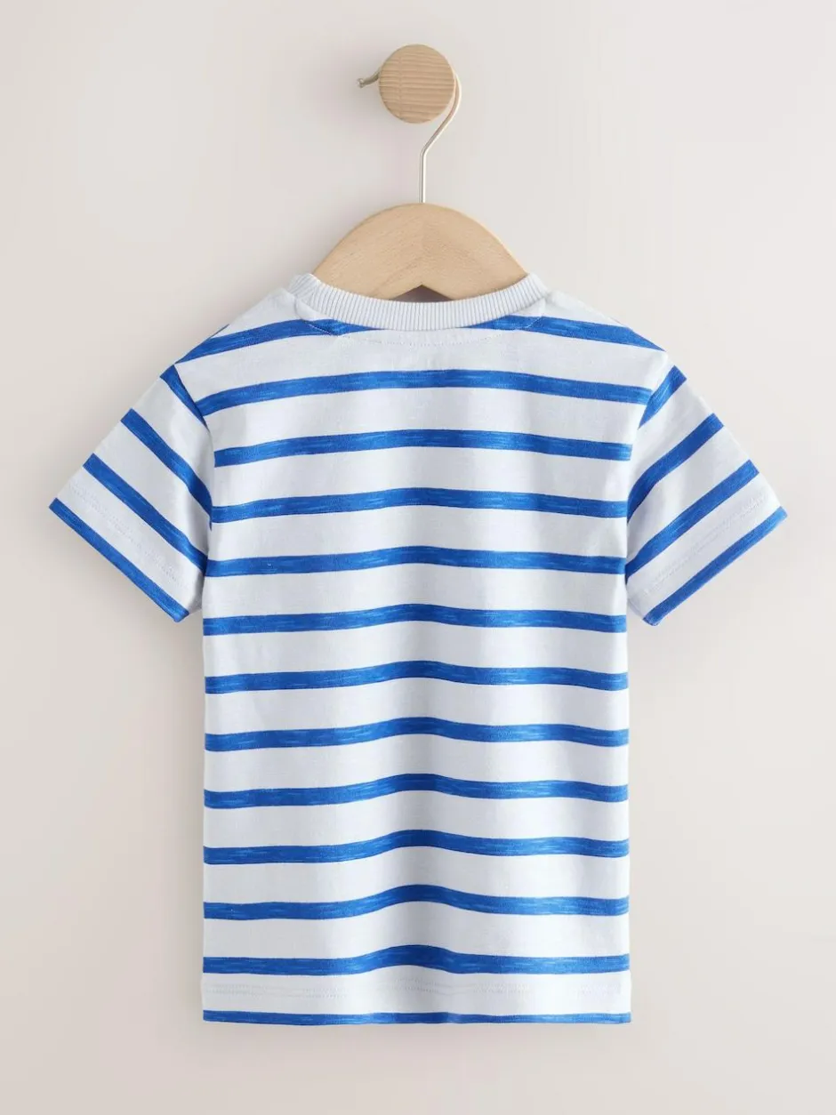 Next Short Sleeve Appliqué T-Shirts 3 Pack (3mths-7yrs) Blue Pirates Online