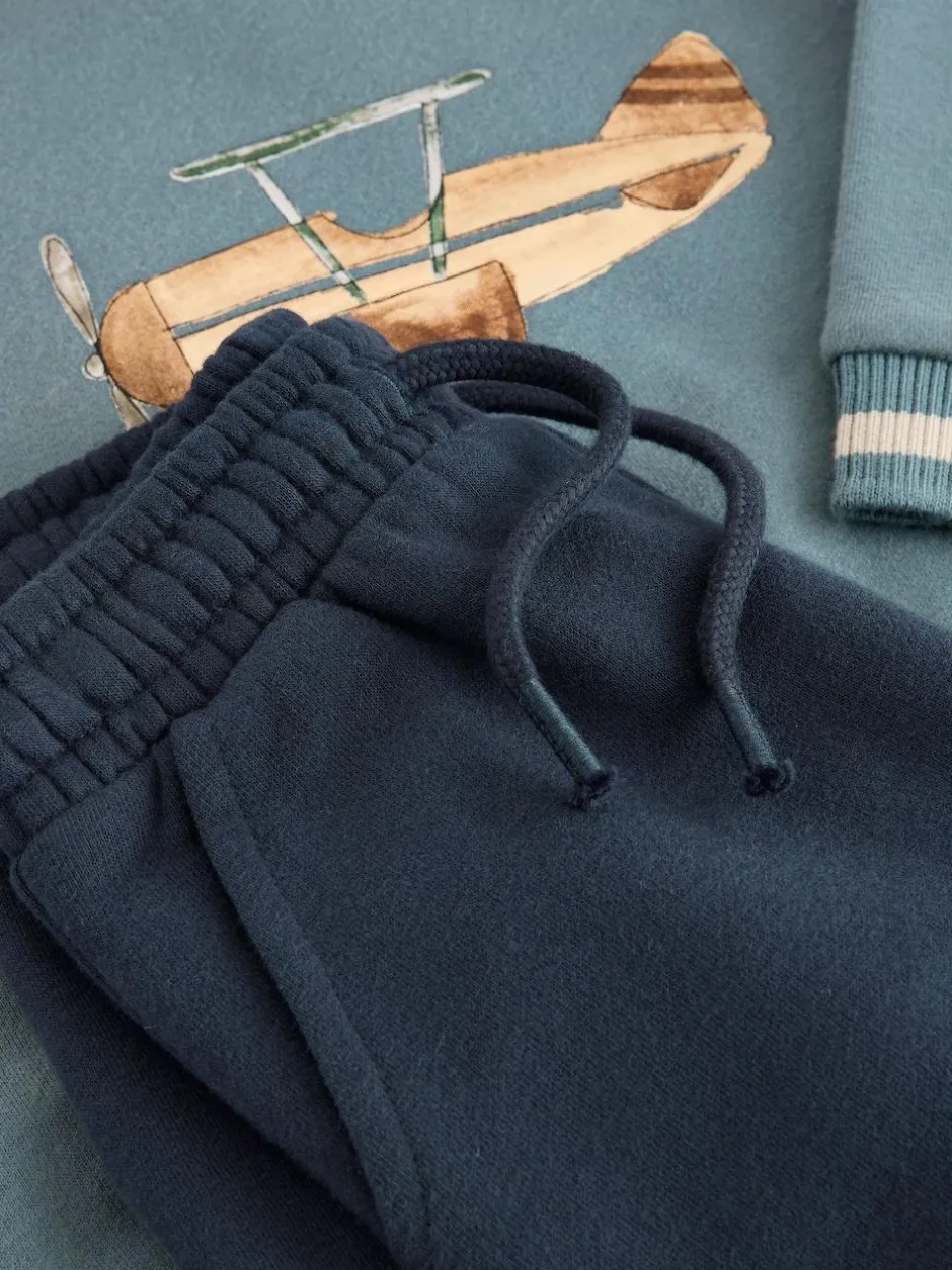 Next Blue Plane Single Sweatshirt and Joggers Set (3mths-7yrs) Clearance