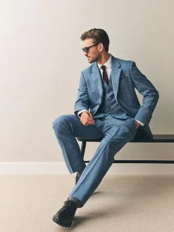Next Regular Fit Signature Nova Fides 100% Italian Wool Suit Jacket Blue Clearance