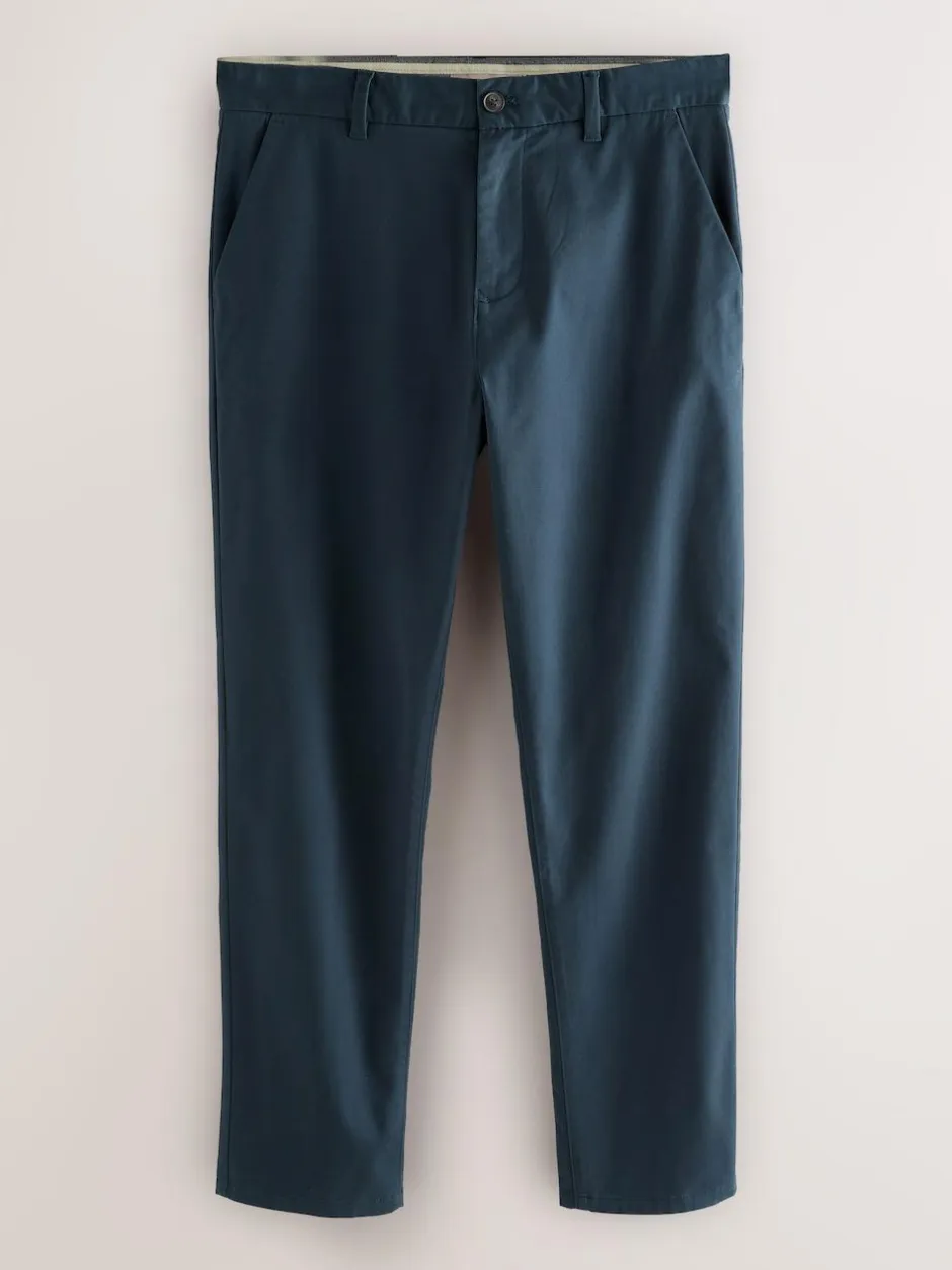 Next Regular Fit Stretch Chinos Trousers Blue Discount