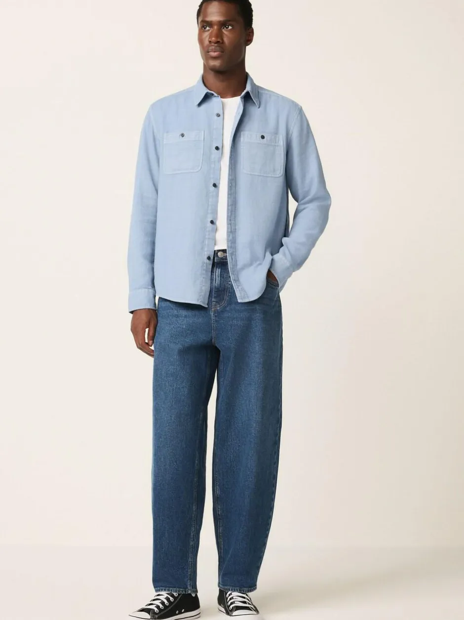Next Regular Fit Textured Twin Pocket Long Sleeve Shirt Blue Online