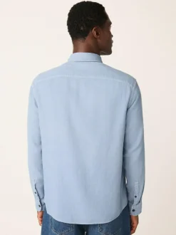 Next Regular Fit Textured Twin Pocket Long Sleeve Shirt Blue Online