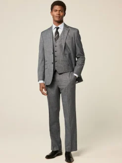 Next Blue Regular Fit Trimmed Textured Suit Waistcoat Clearance