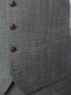 Next Blue Regular Fit Trimmed Textured Suit Waistcoat Clearance