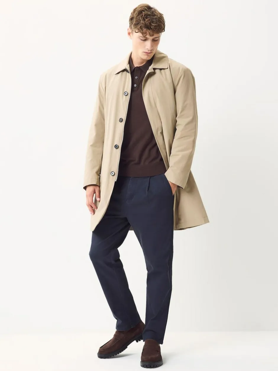 Next Regular Tapered Fit Single Pleated Stretch Chinos Trousers Blue Outlet