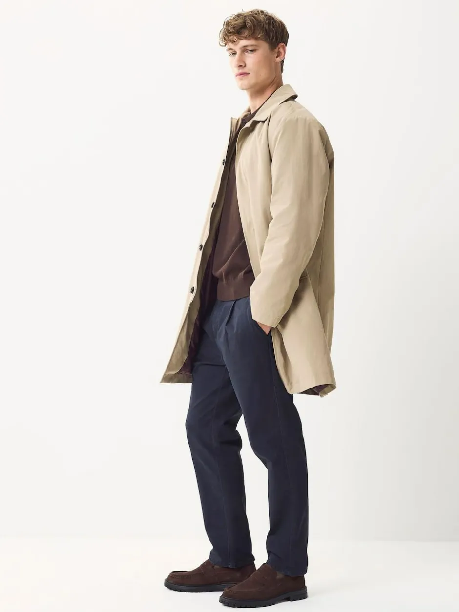 Next Regular Tapered Fit Single Pleated Stretch Chinos Trousers Blue Outlet