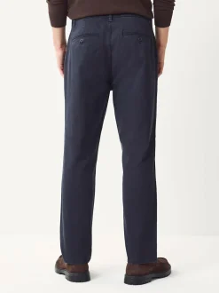 Next Regular Tapered Fit Single Pleated Stretch Chinos Trousers Blue Outlet