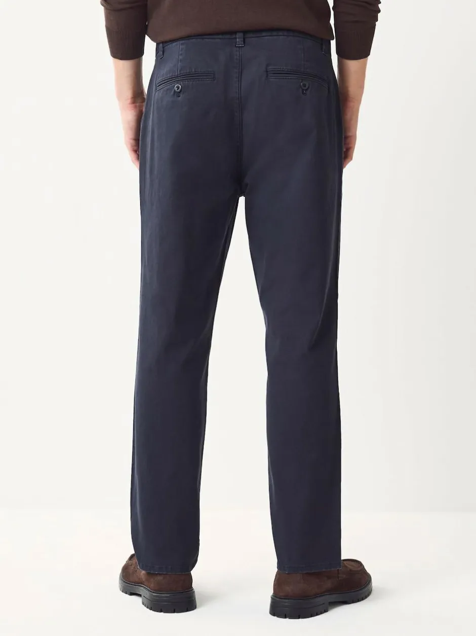 Next Regular Tapered Fit Single Pleated Stretch Chinos Trousers Blue Outlet