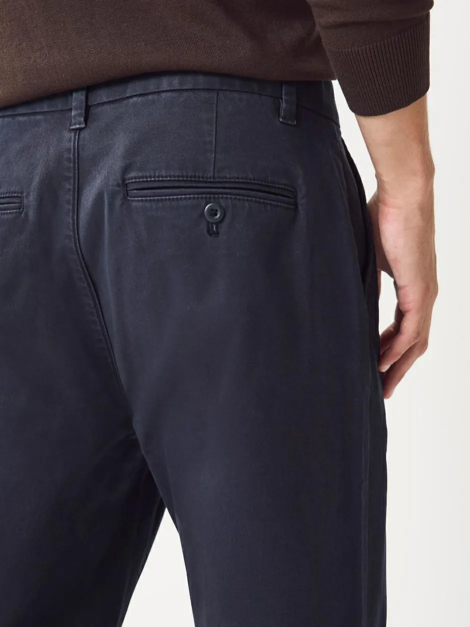 Next Regular Tapered Fit Single Pleated Stretch Chinos Trousers Blue Outlet