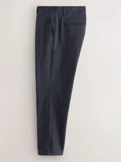 Next Regular Tapered Fit Single Pleated Stretch Chinos Trousers Blue Outlet