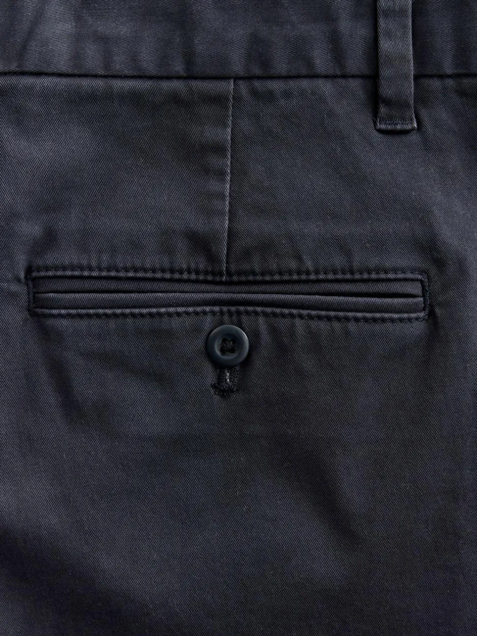 Next Regular Tapered Fit Single Pleated Stretch Chinos Trousers Blue Outlet