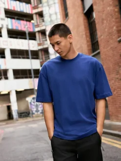 Next Blue Relaxed Fit Heavyweight T-Shirt New
