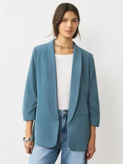 Next Blue Relaxed Ruched Sleeve Blazer Sale
